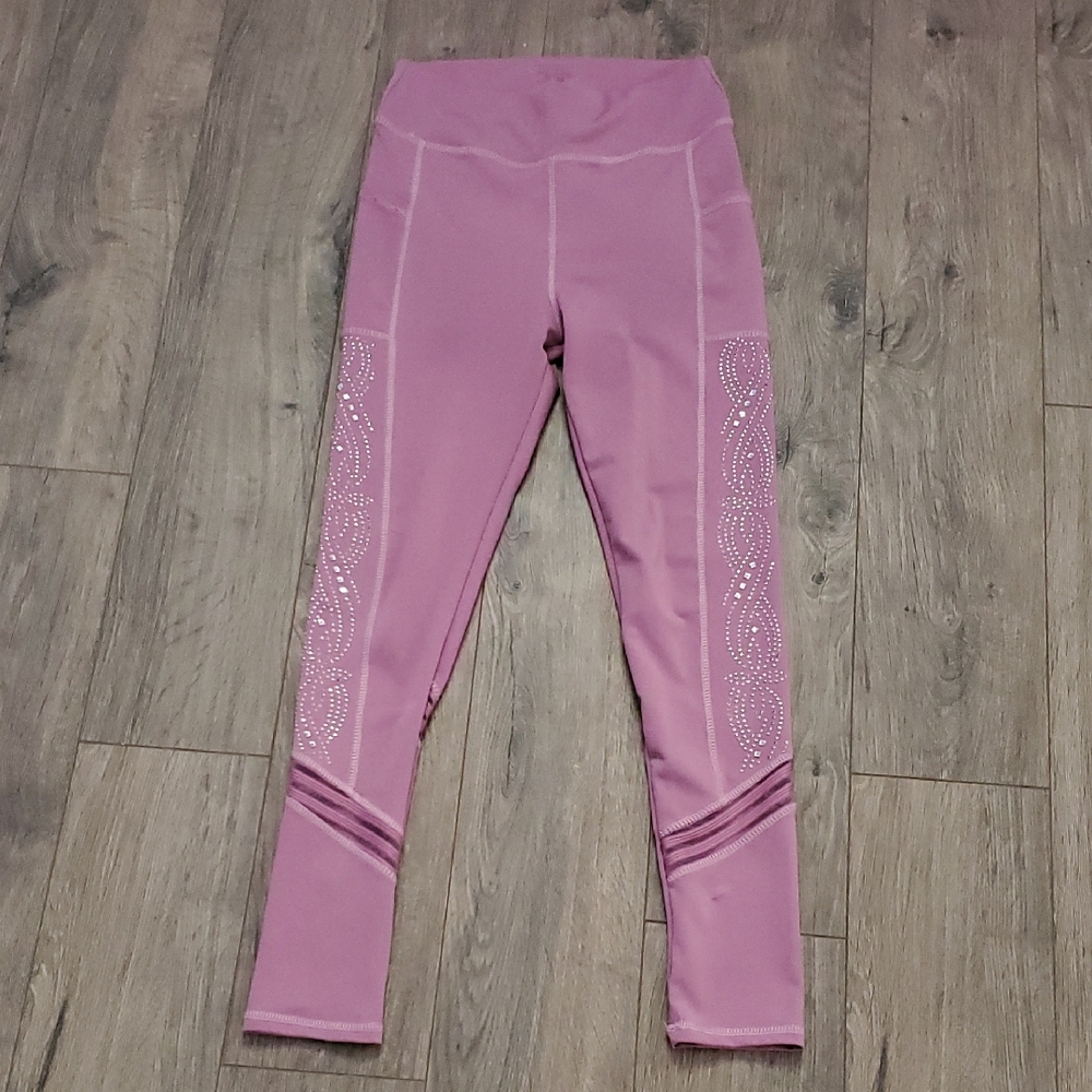 Mauve Pink Performance Leggings with Side Embellishments